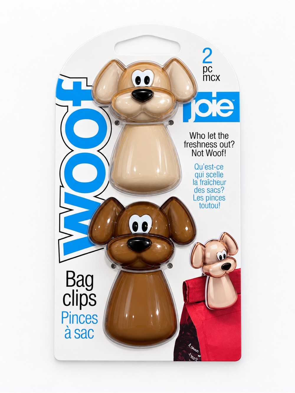 NWT Joie Woof Dog Bag Clips in Beige & Brown - 2 Pack